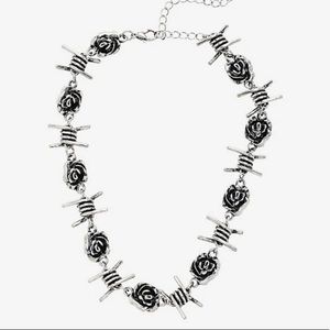 Barbed wire and roses  choker